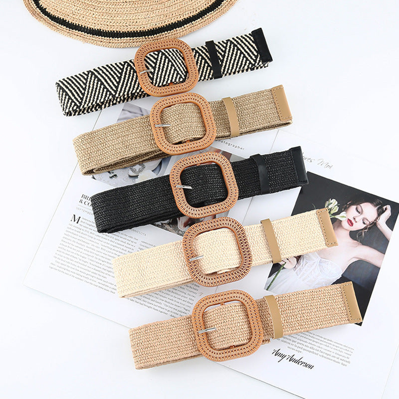 Cotton And Linen Straw Woven Belt Women Cotton And Linen Straw Woven Belt Women